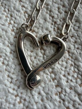 UNO de 50 Statement Heart Necklace Silver-Tone Chunky Chain